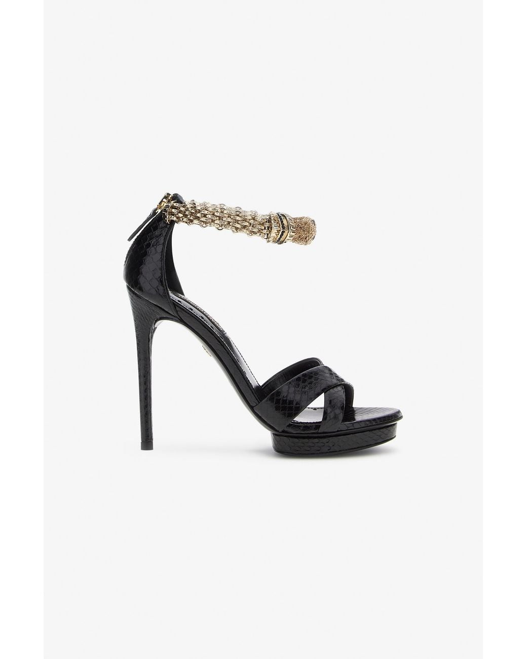 Roberto Cavalli Black Panther-Head High-Heel Sandals