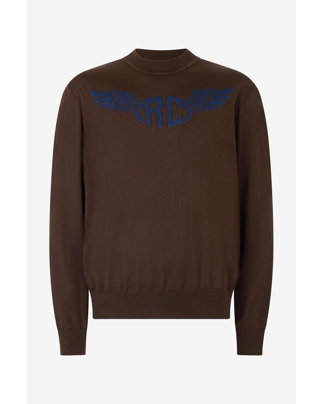 Roberto Cavalli Brown Wool Sweater With Winged Logo for men