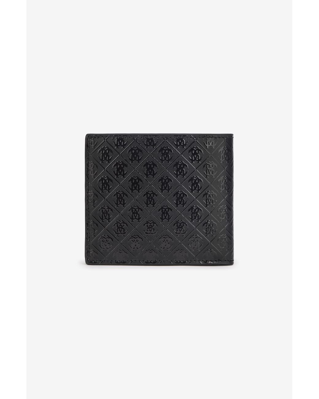Roberto Cavalli Black Bi-Fold Wallet With Mirror Snake Monogram for men