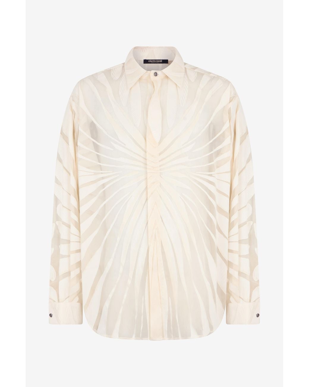 Roberto Cavalli Natural Shirt With Ray Devoré Print for men