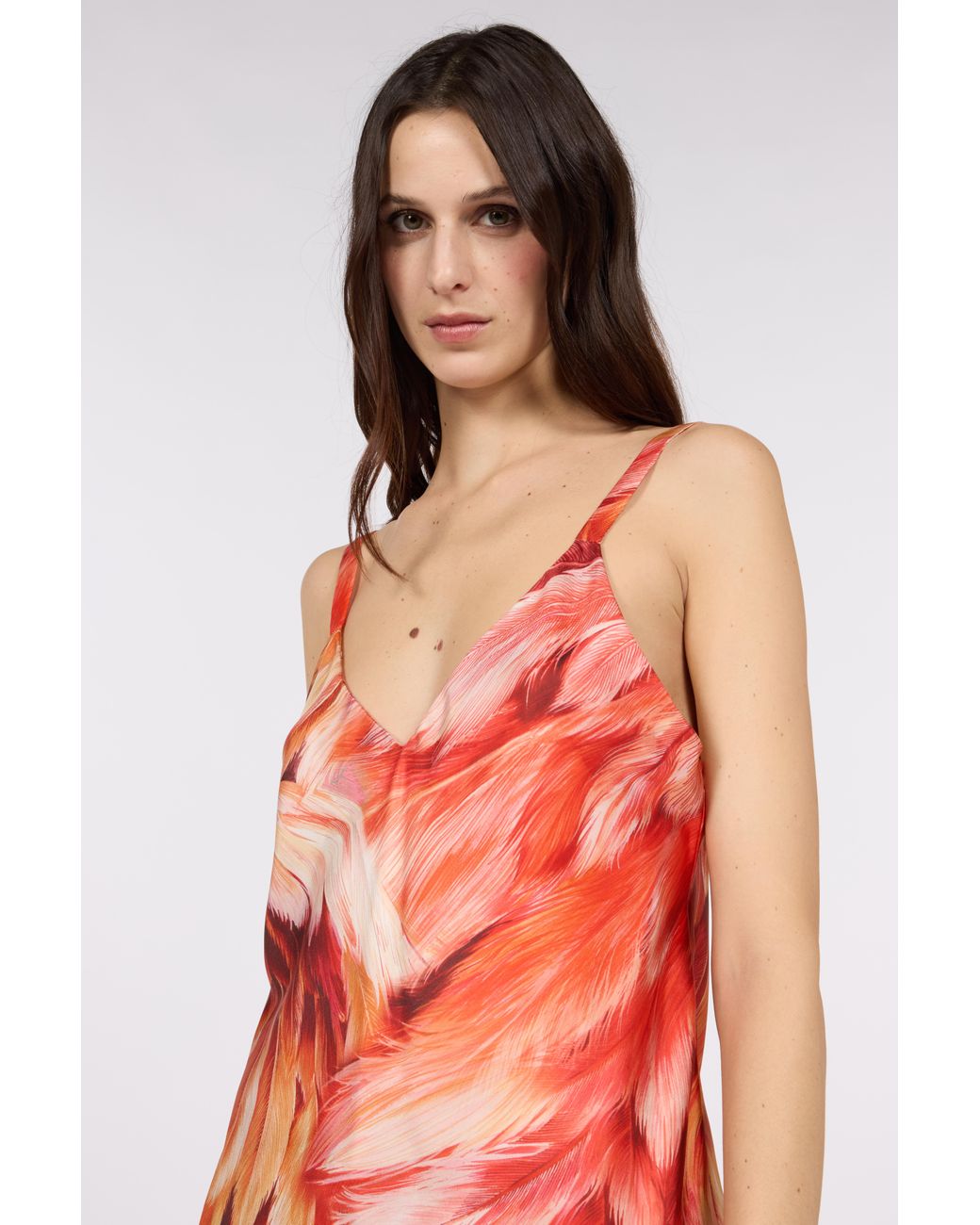 Roberto Cavalli Red Plumange Print Camisole