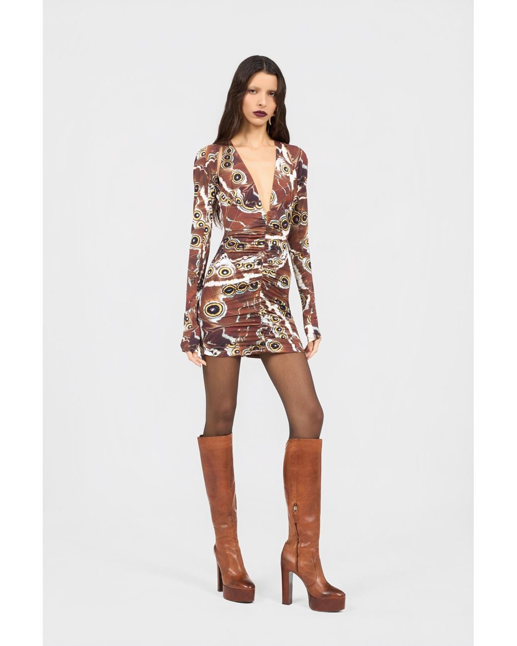 Roberto Cavalli Multicolor Mini Butterfly Print Dress