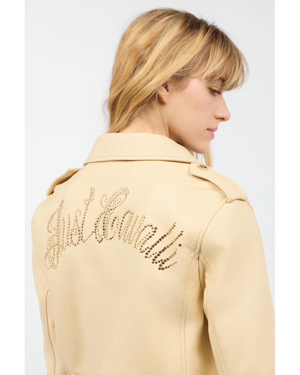 Roberto Cavalli Natural Jacket With Studded Logo