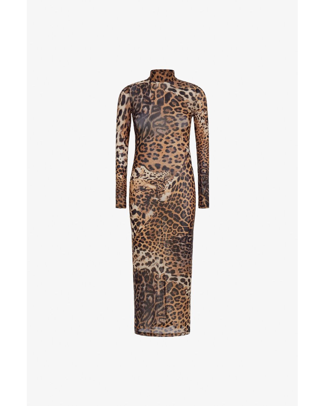 Roberto Cavalli White Long Tulle Dress With Jaguar Print