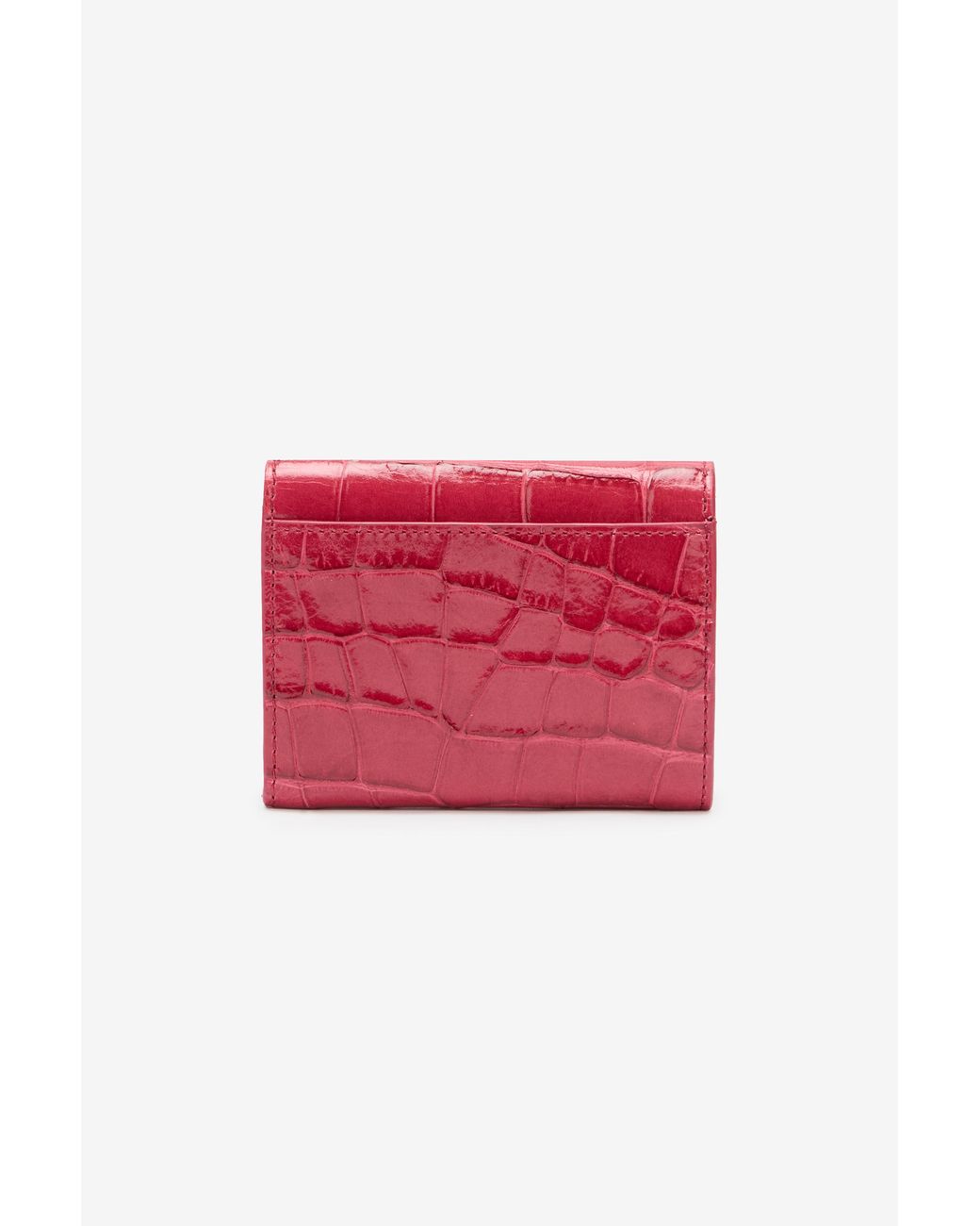Roberto Cavalli Red Crocodile-Effect Square Card Holder