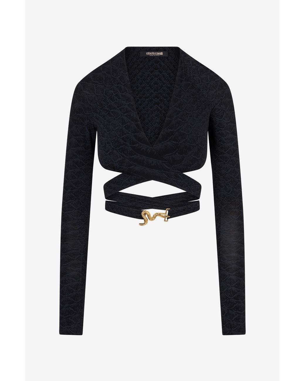 Roberto Cavalli Blue Serpentine Print Top