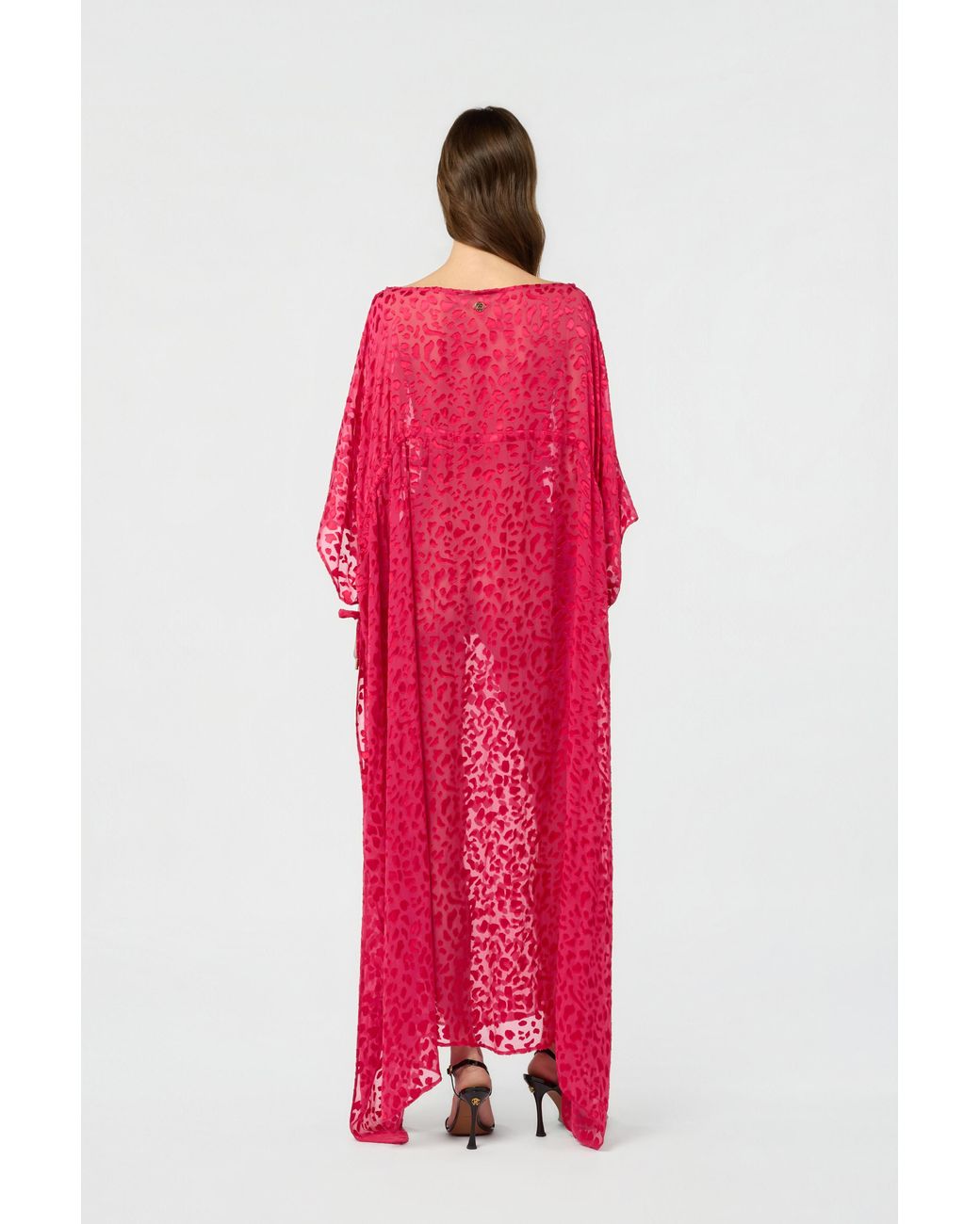 Roberto Cavalli Pink Caftan With Tone-On-Tone Animal Print