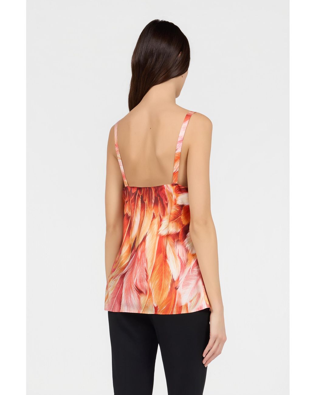 Roberto Cavalli Red Plumange Print Camisole