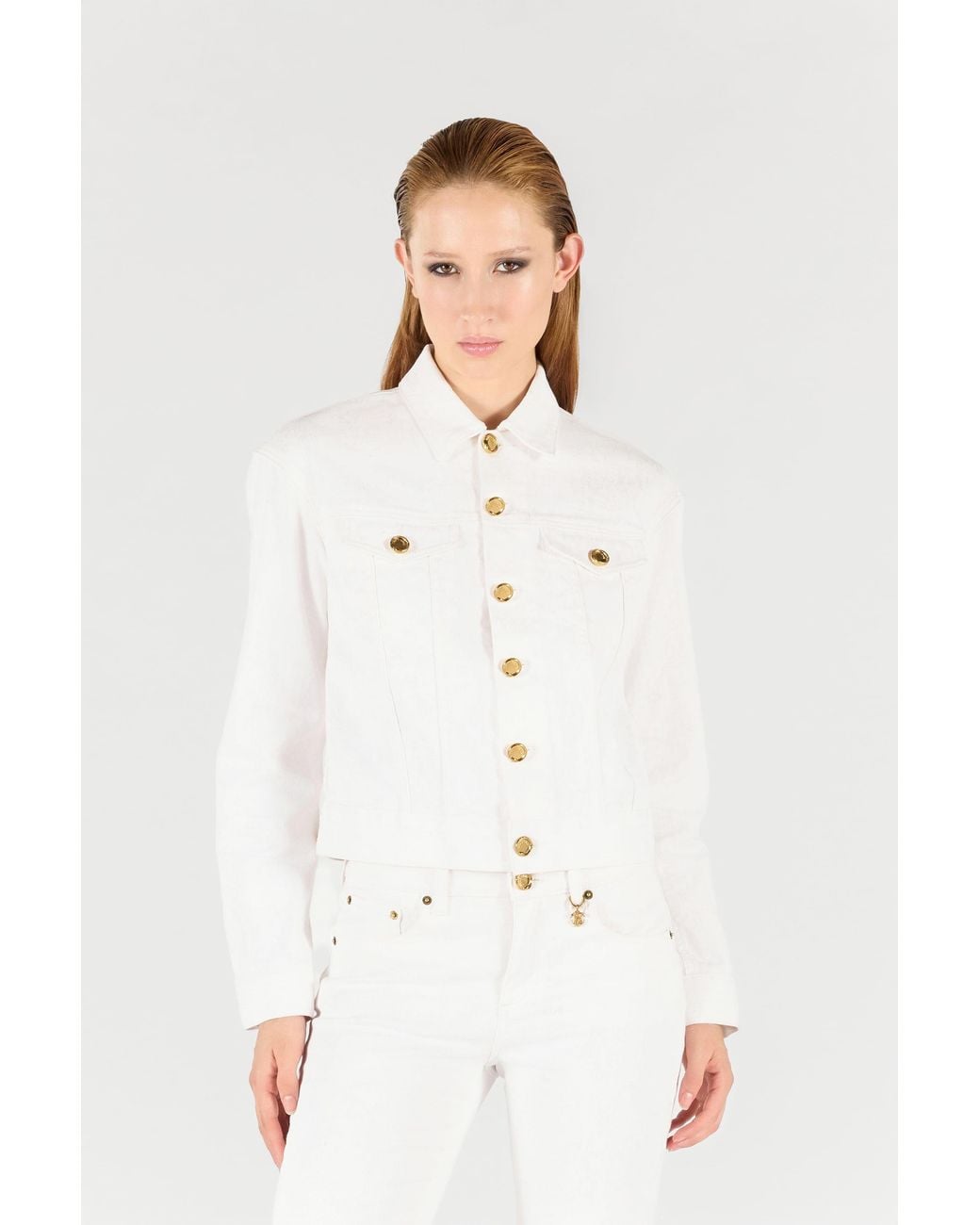 Roberto Cavalli Natural Denim Jacket With Buttons