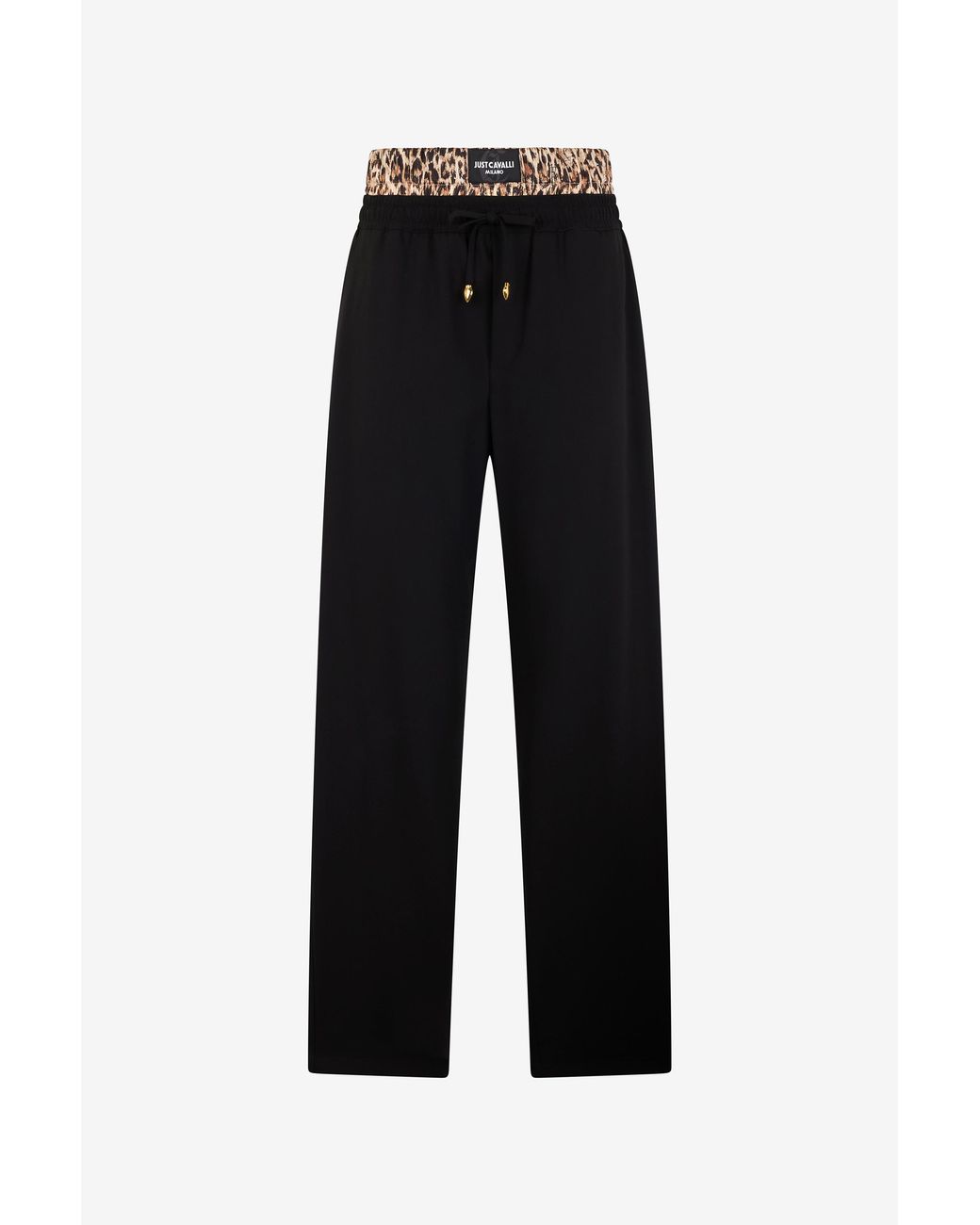 Roberto Cavalli Black Leopard Skin Waist Joggers