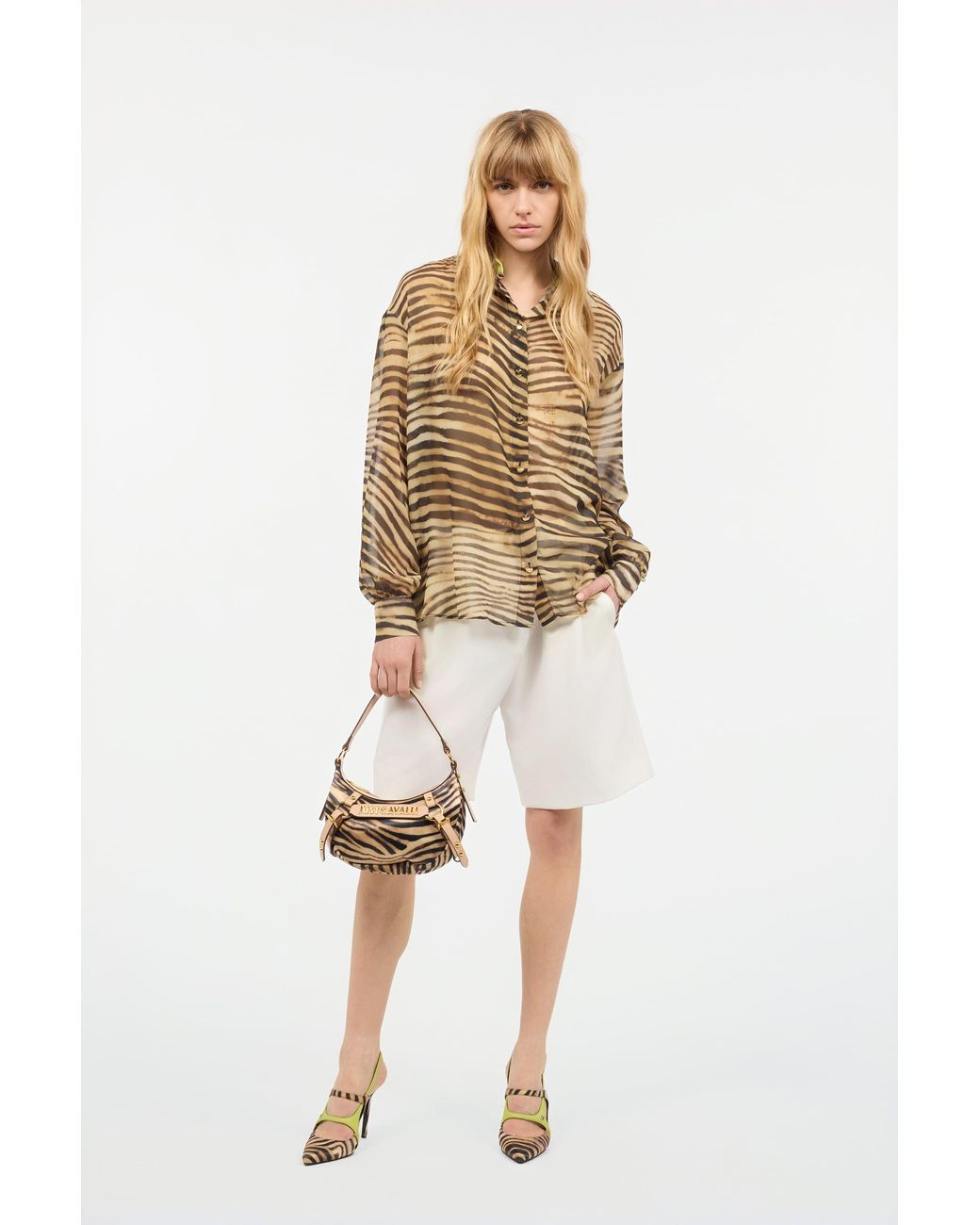 Bermudas Sastre Con Cinturón Roberto Cavalli de color White