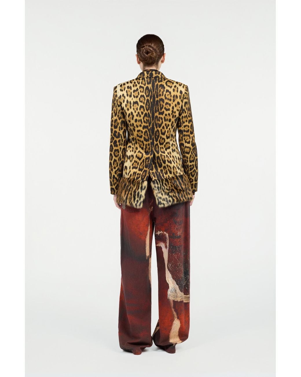 Roberto Cavalli Brown Single-Breasted Blazer With Jaguar Skin Print