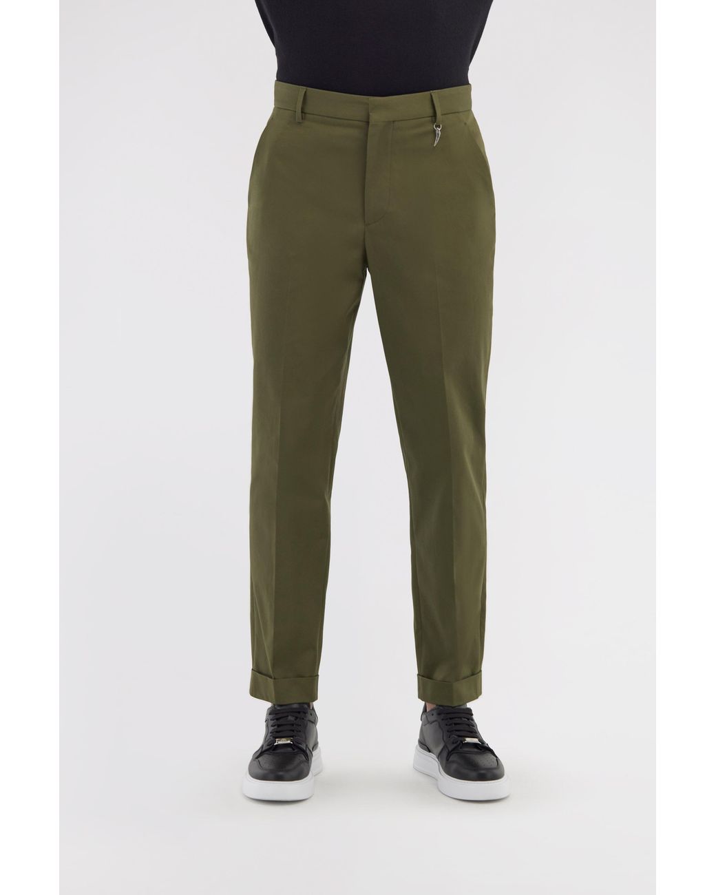 Roberto Cavalli Green Tailored Slim Pants With Fang for men