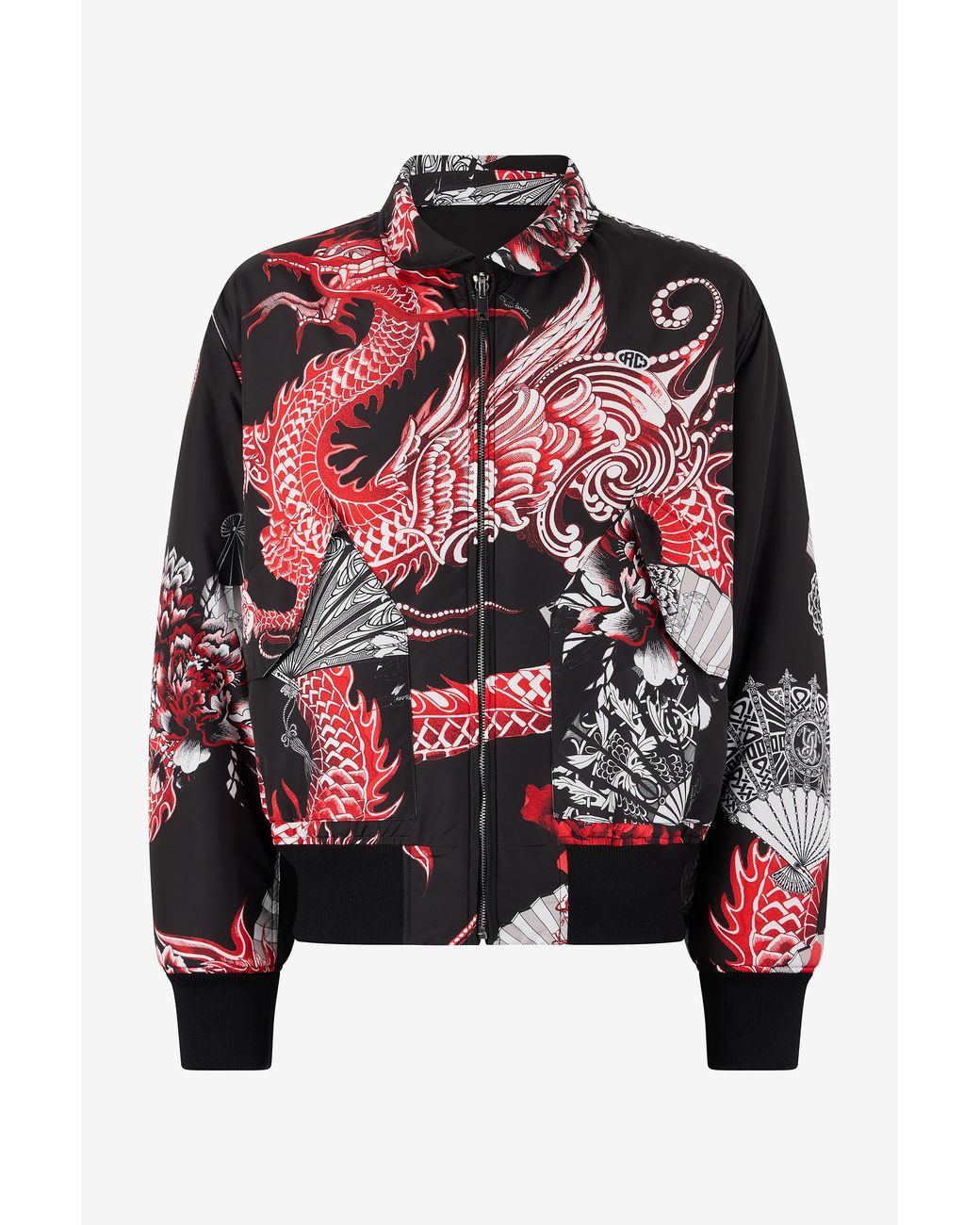Roberto Cavalli Black Reversible Bomber Jacket With Dragon for men