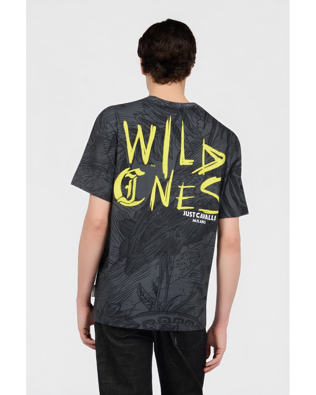 Roberto Cavalli Blue T-Shirt With Wild Ones Motif for men