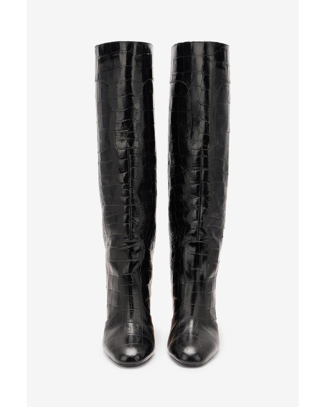 Roberto Cavalli Black Boots With Crocodile Embossing