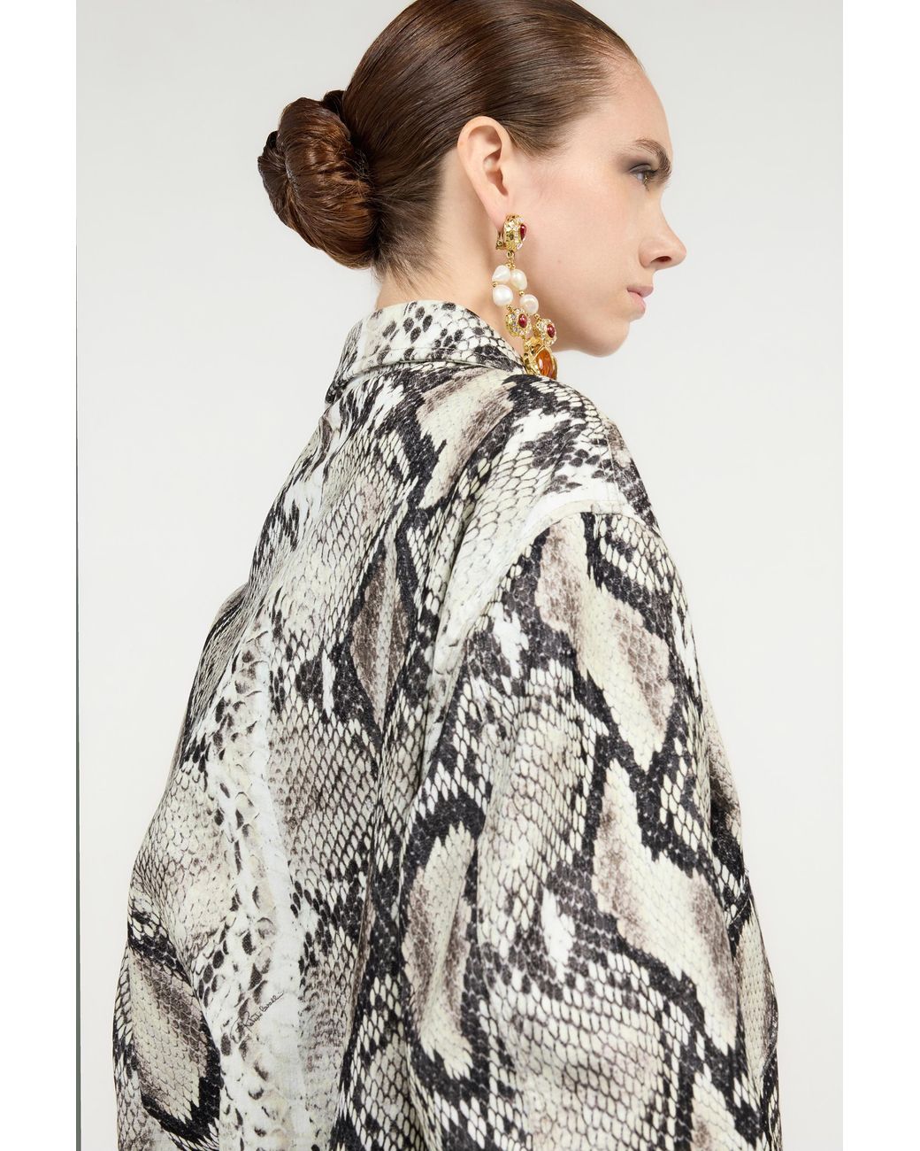 Roberto Cavalli Brown Jacket With Python Print