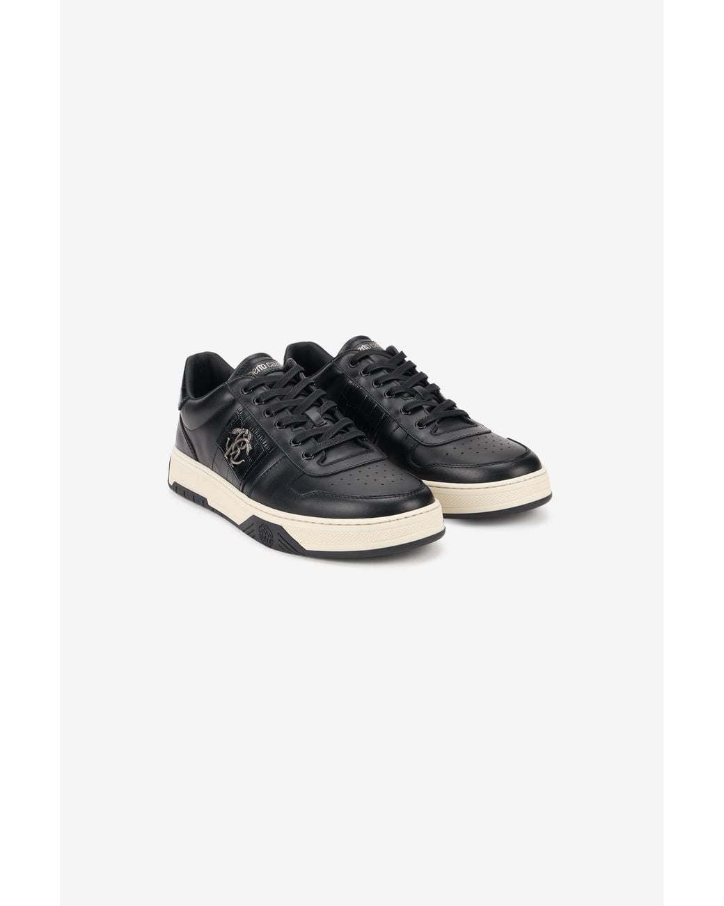 Roberto Cavalli Black Sneakers With Rc Monogram for men