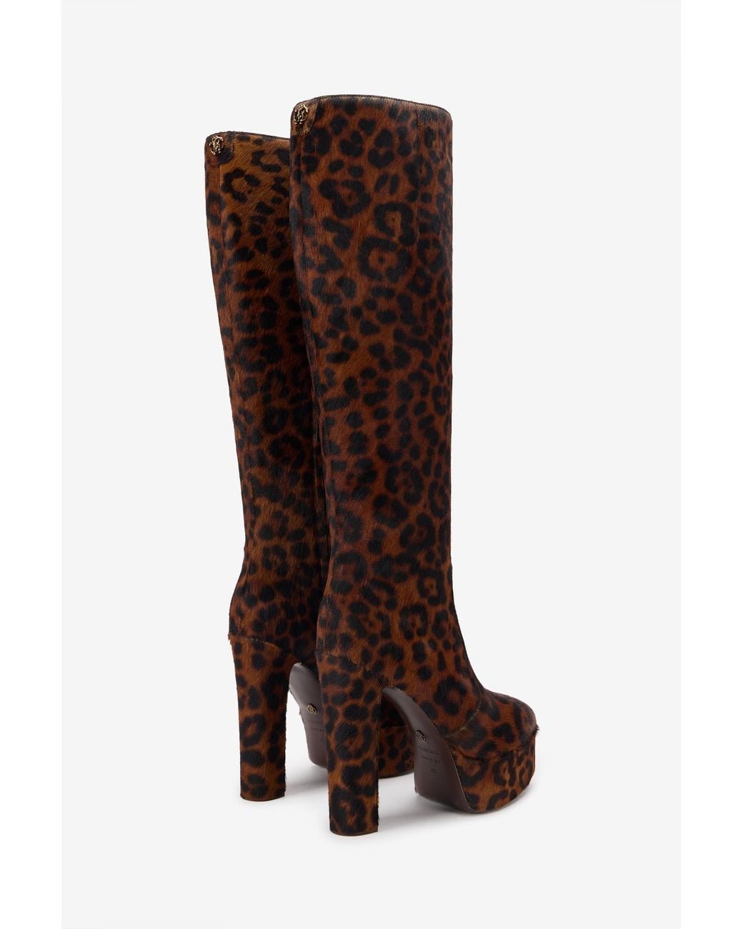 Roberto Cavalli Brown Jaguar Boots With Platform Heel