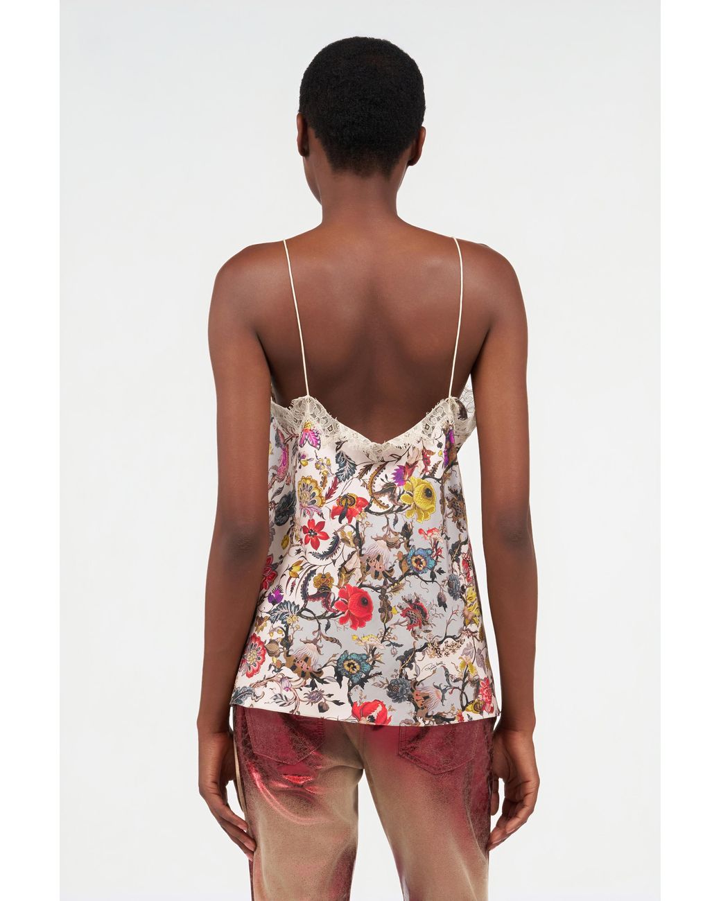 Roberto Cavalli White Top With Florentine Flowers Print