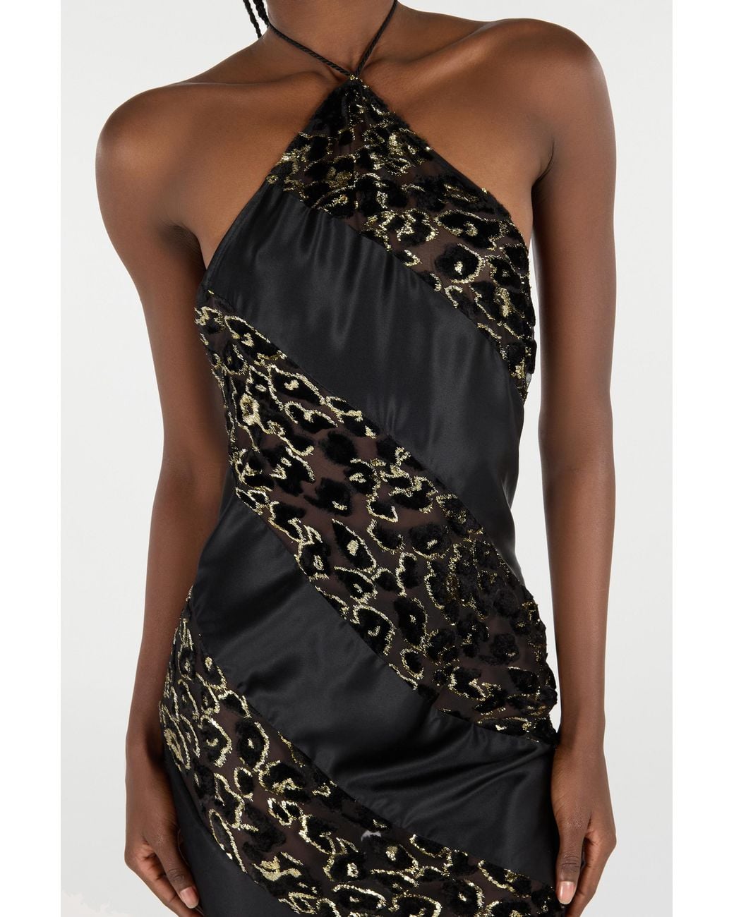 Roberto Cavalli White Long See-Through Dress With Leopard Print Pattern