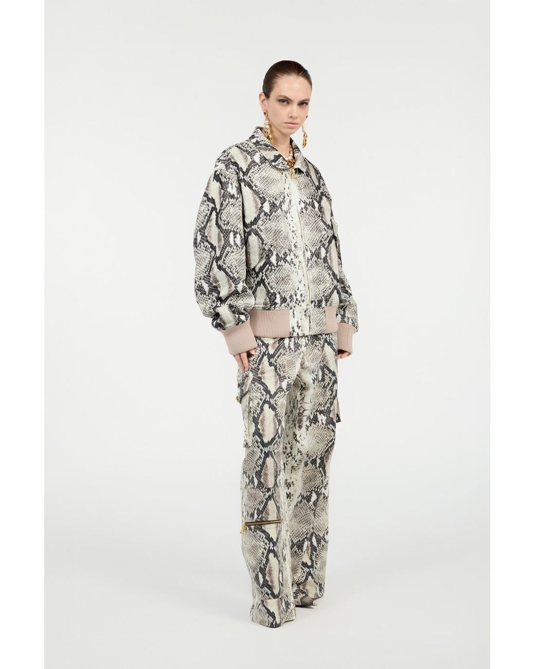Roberto Cavalli Brown Jacket With Python Print