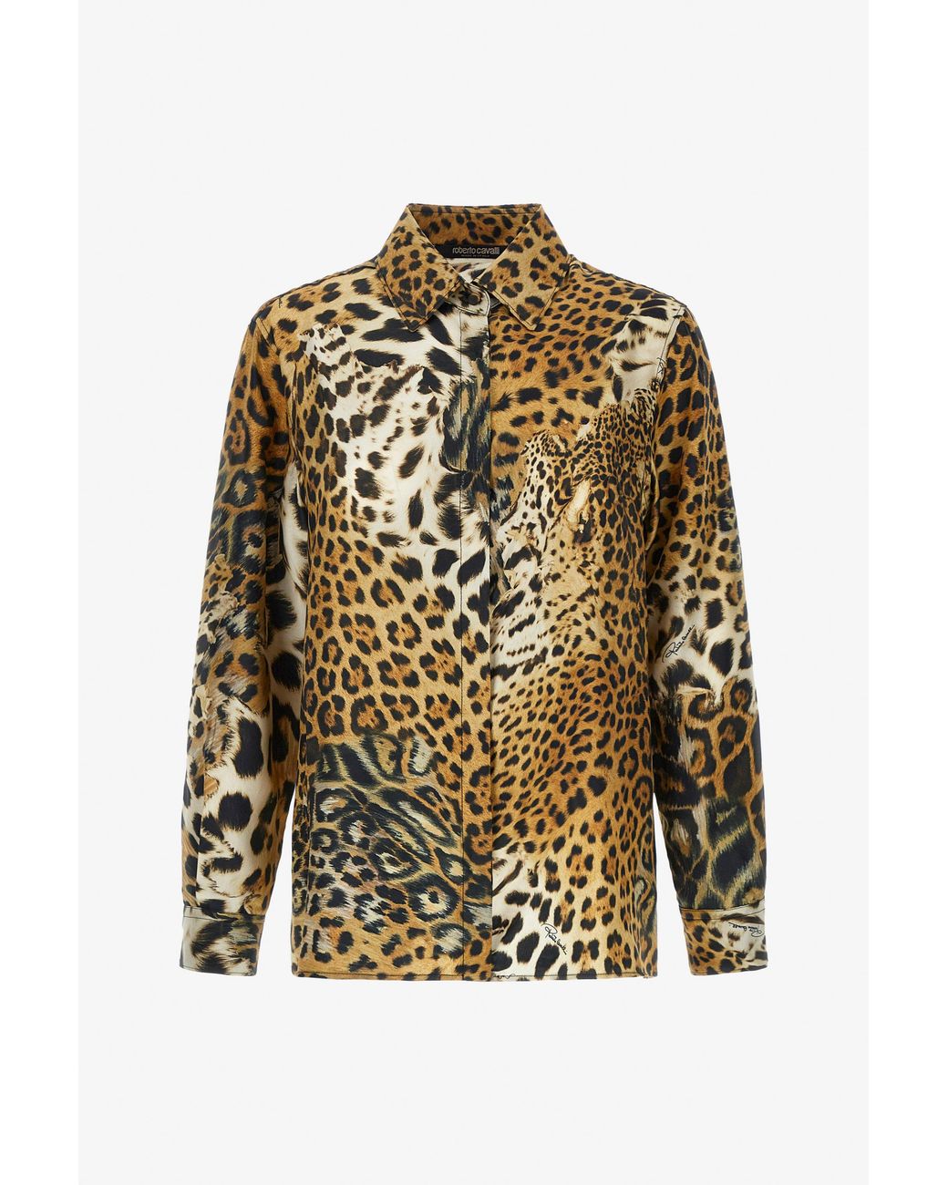 Roberto Cavalli Multicolor Jaguar Skin Print Shirt