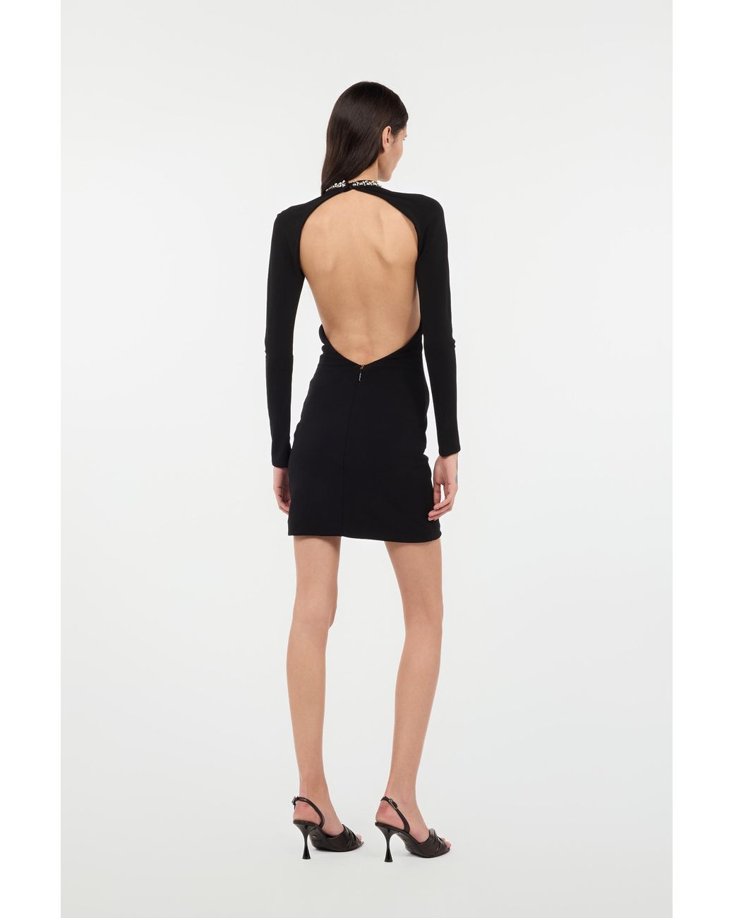 Roberto Cavalli Black Mini Dress With Cut-Out And Bejeweled Neckline