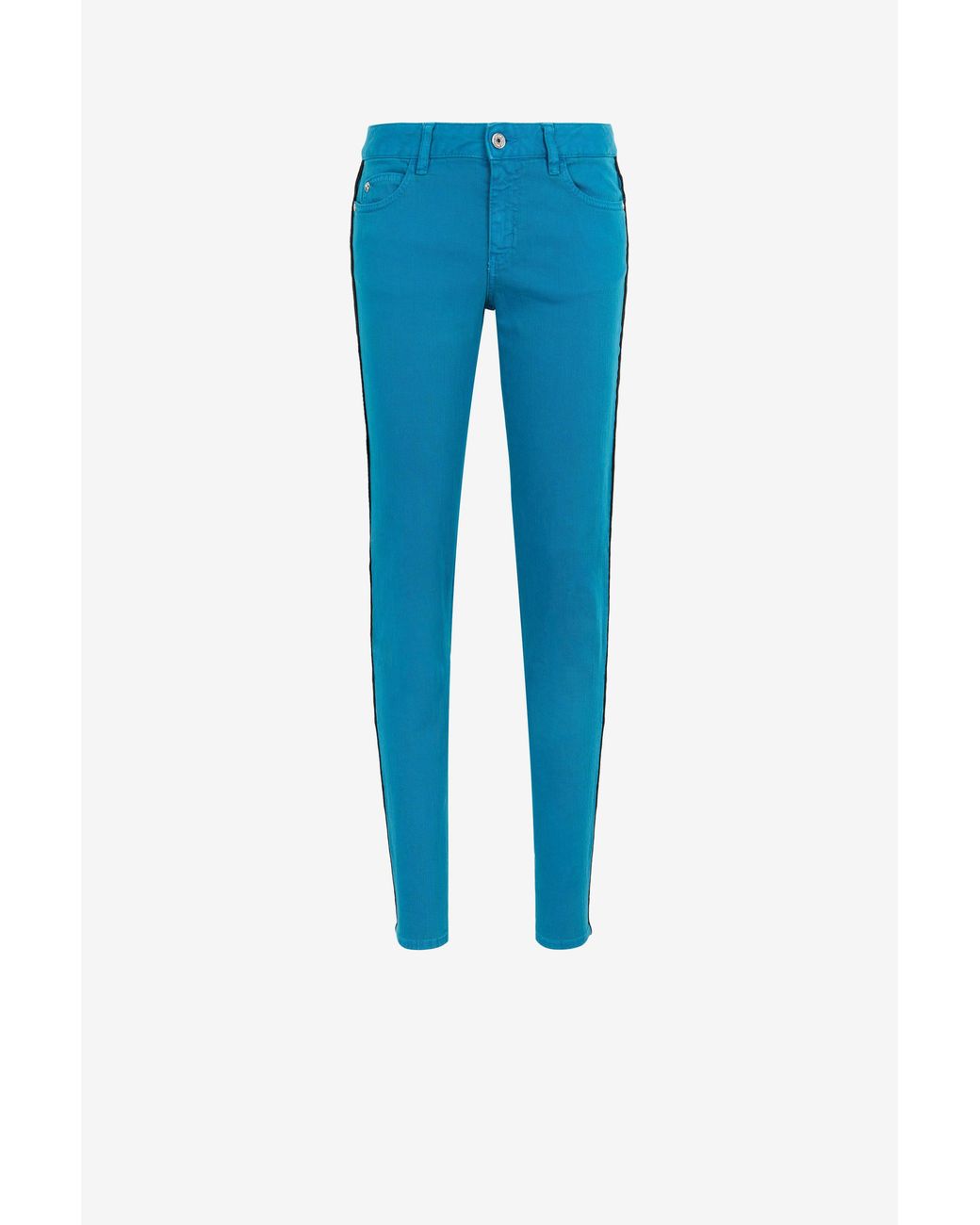 Roberto Cavalli Blue Just Cavalli Crochet-Stripe Jeans