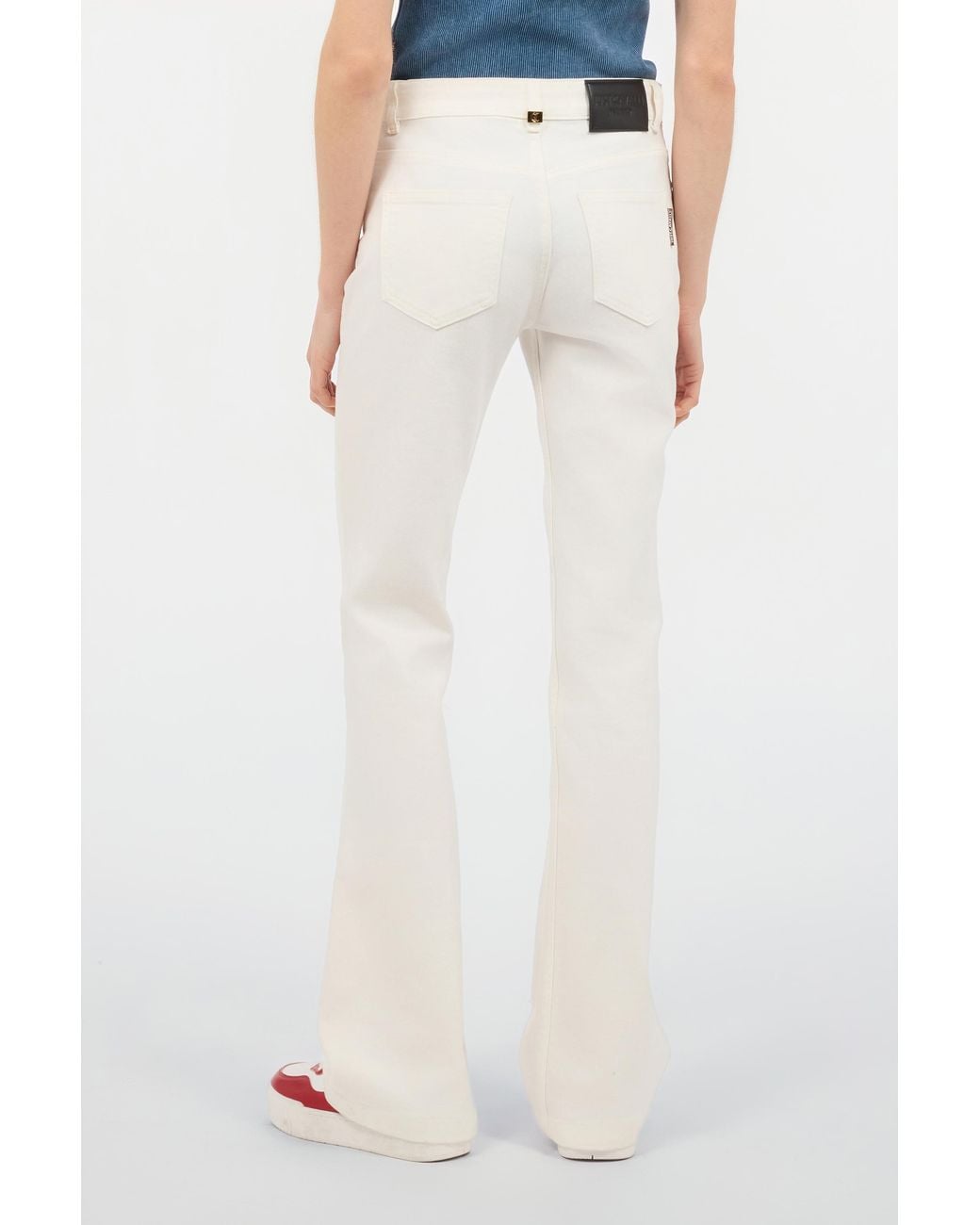 Roberto Cavalli White Flared Stretch Cotton Pants