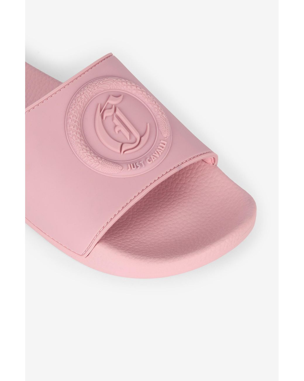 Roberto Cavalli Pink Sliders With Jc Monogram And Logo