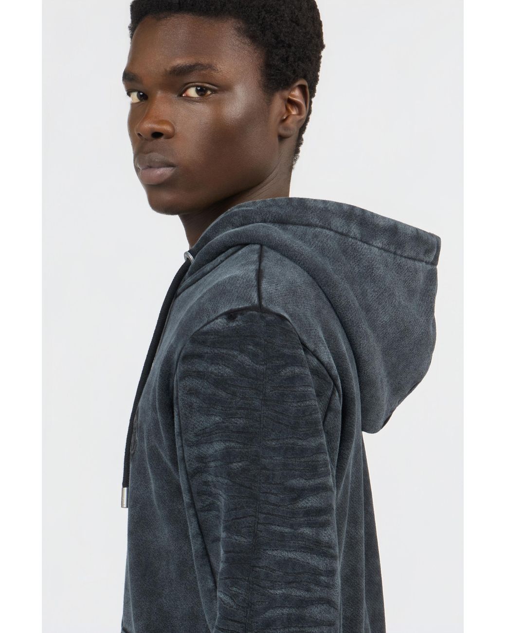 Roberto Cavalli Black Washed Hoodie With Monogram Rc for men