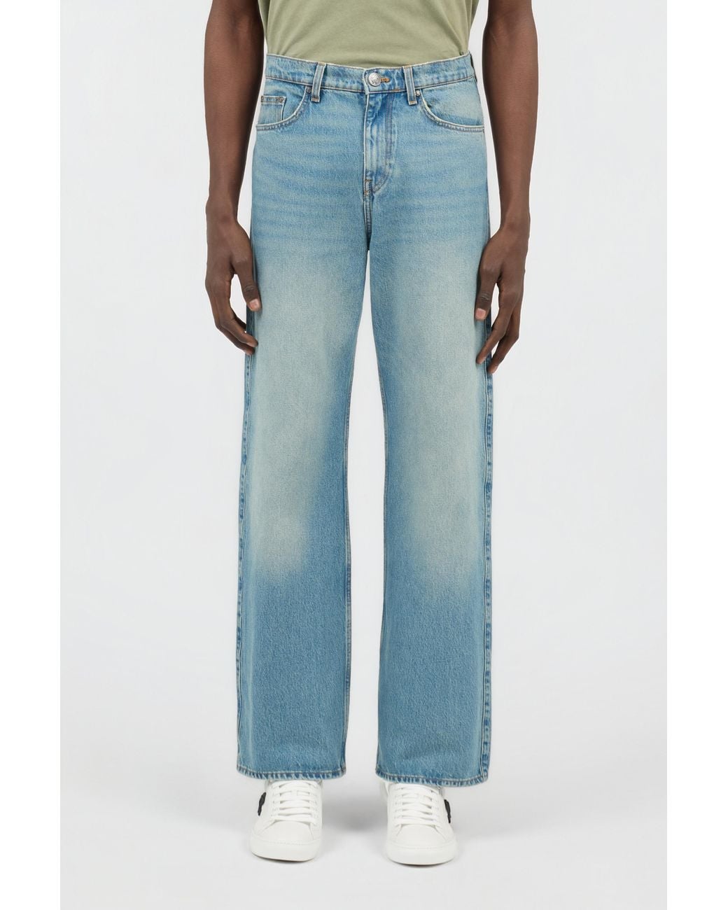 Roberto Cavalli Blue Light Wide-Leg Jeans With Monogram Rc for men