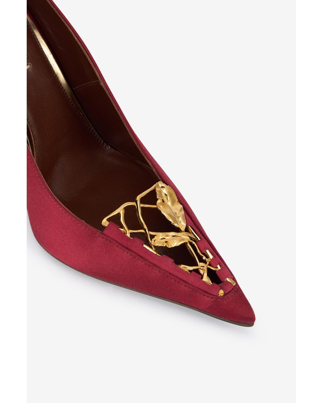 Roberto Cavalli Red Burgundy Pumps With Leaf Insert