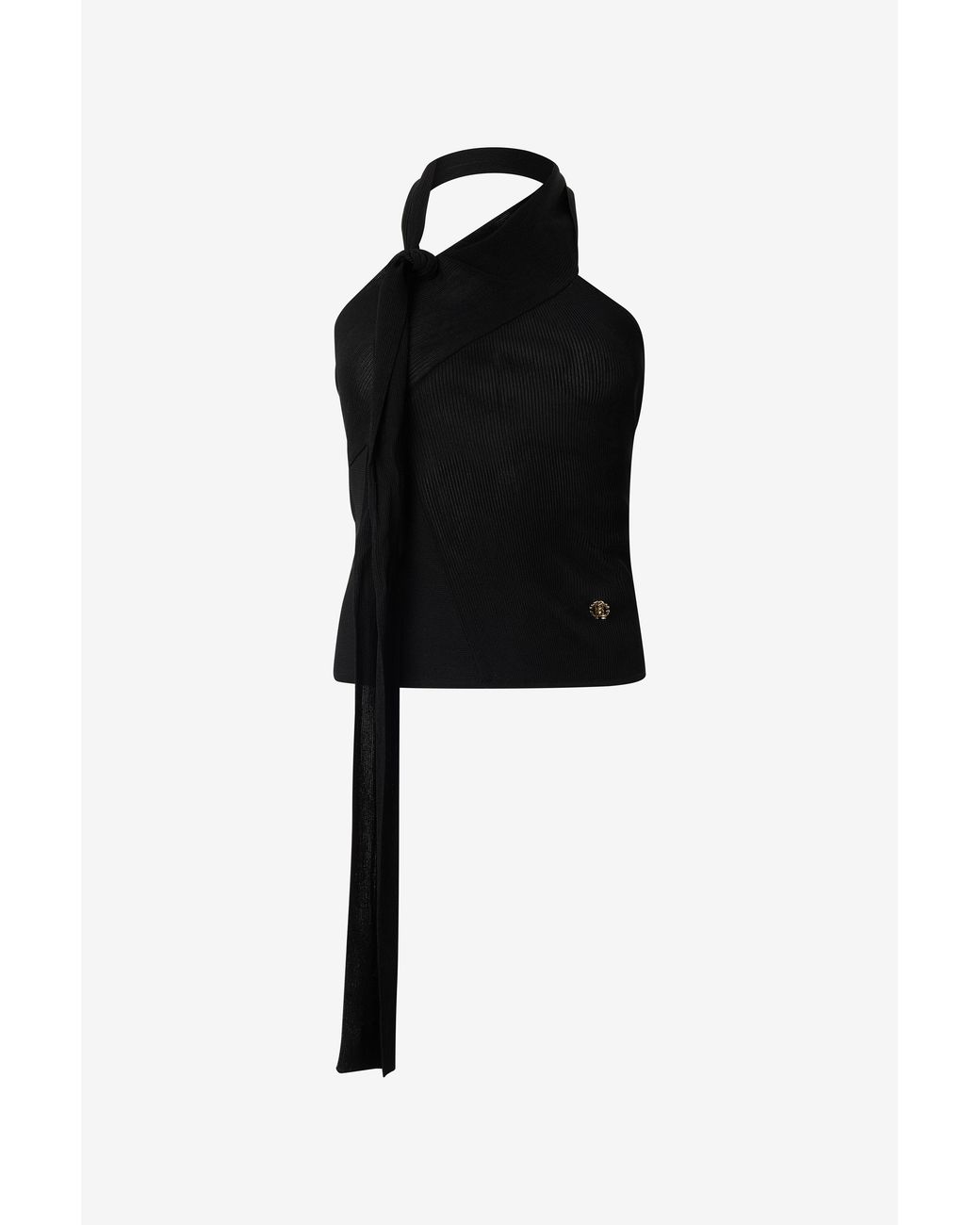 Roberto Cavalli Black Open-Shoulder Knitted Top