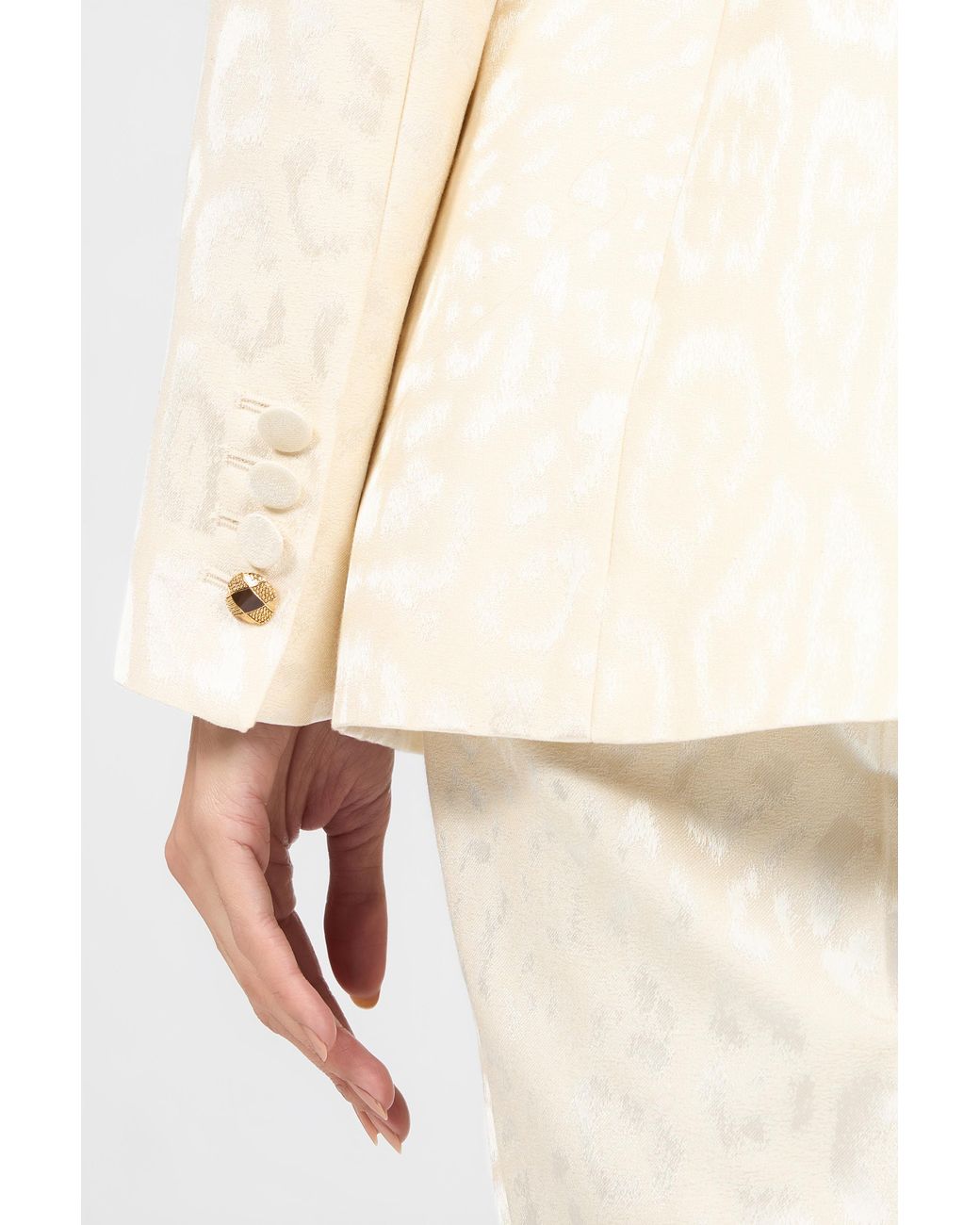 Roberto Cavalli Natural Ivory Jacket With Jaguar Motif