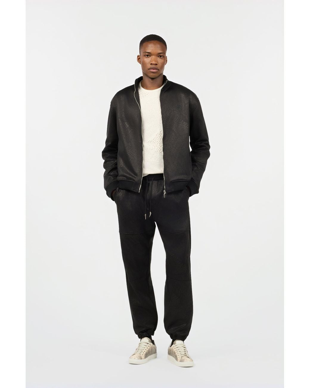 Roberto Cavalli Black Sports Pants With Python Print for men