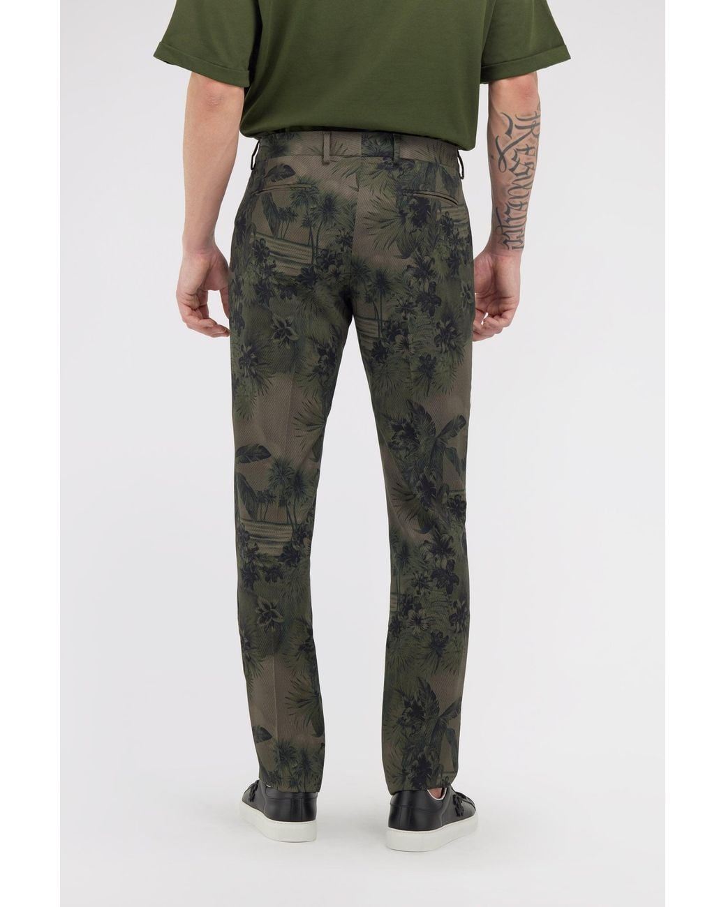 Roberto Cavalli Gray Hawaii Printed Trousers for men