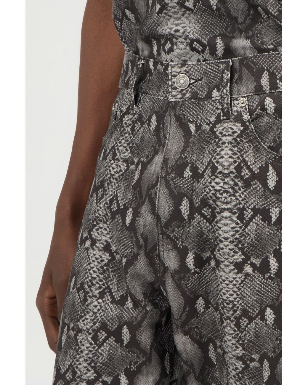 Roberto Cavalli Gray Python Print Denim Jeans for men