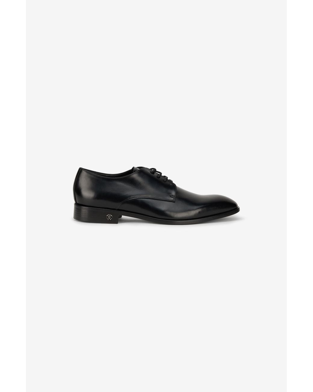 Roberto Cavalli Black Leather Shoes With Laced-Up Detail for men