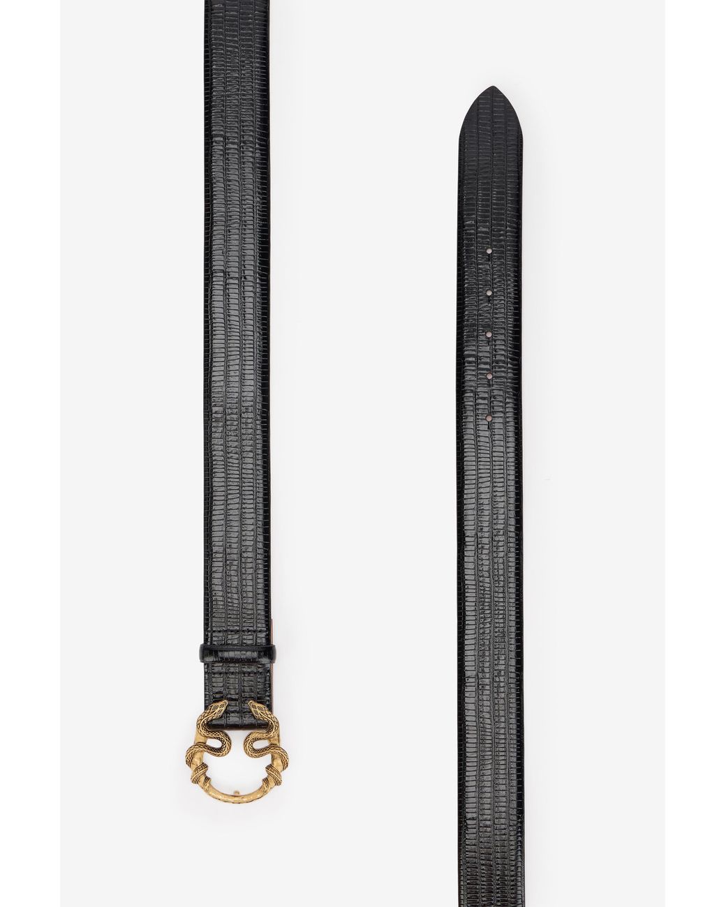 Roberto Cavalli Black Serpentine Leather Belt