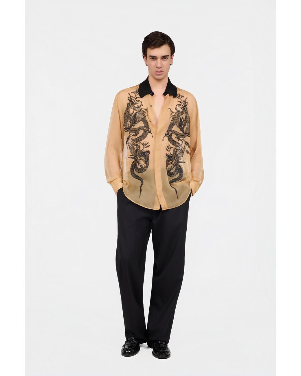 Roberto Cavalli Natural Shirt With Snakes for men