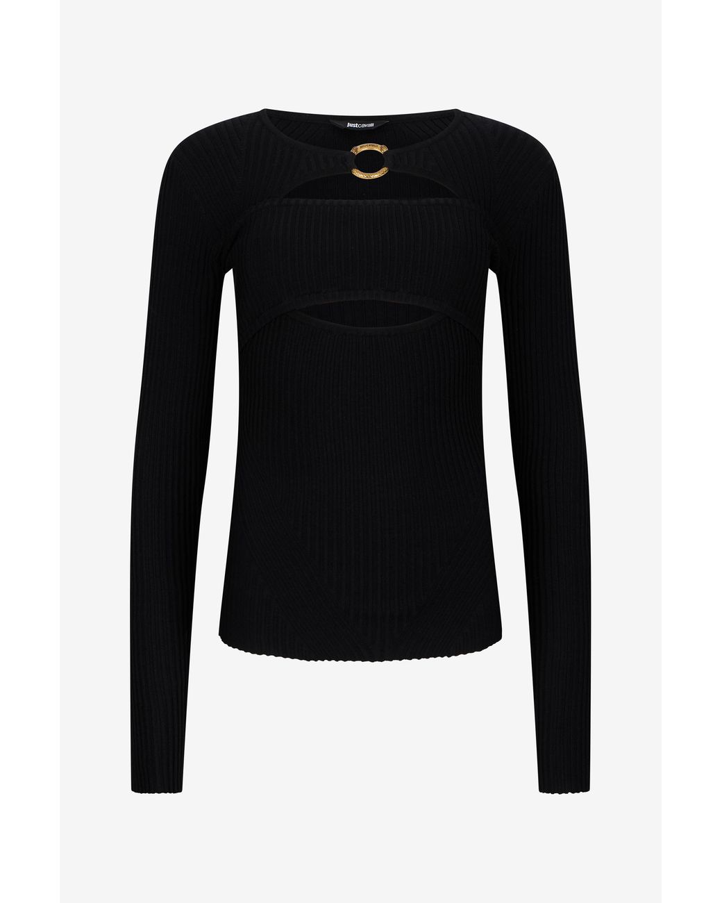 Roberto Cavalli Black Gerippter Pullover