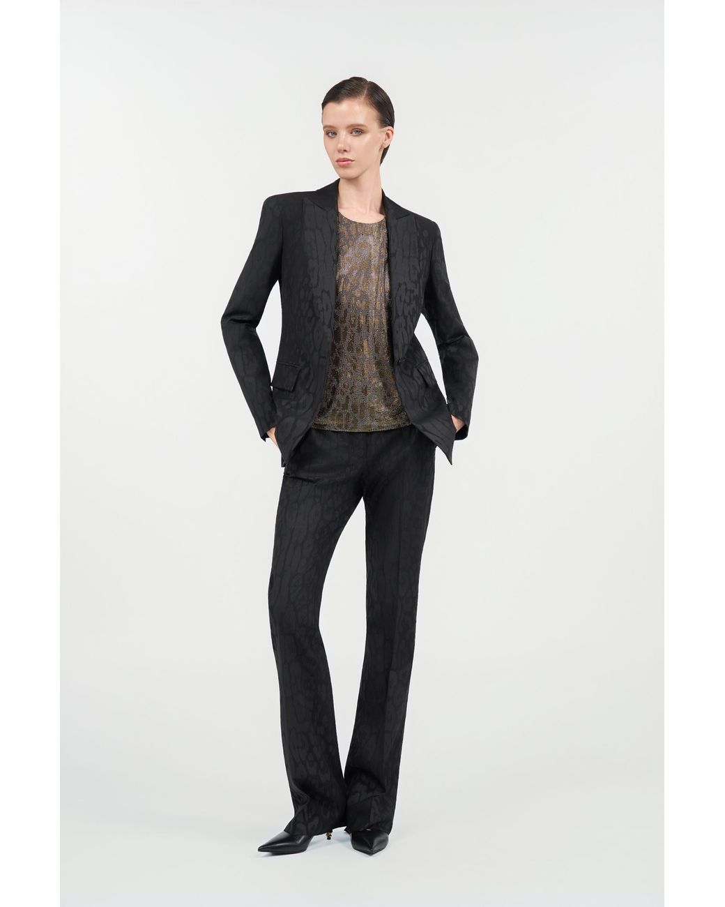 Roberto Cavalli Black Plain Print Trousers
