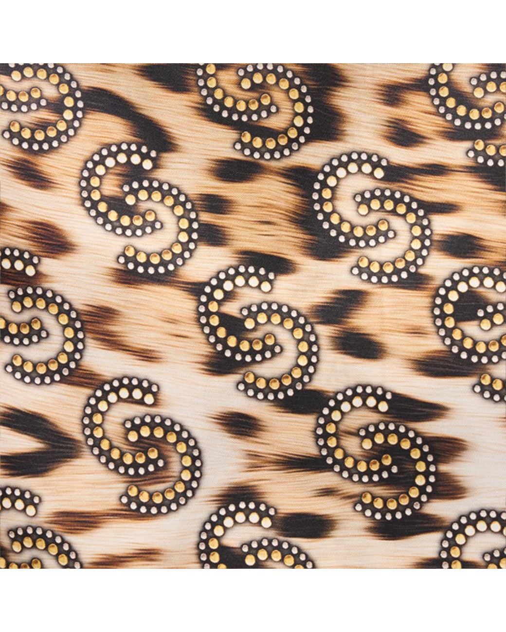 Roberto Cavalli Natural Scarf With Jaguar Skin Print And Rhinestones