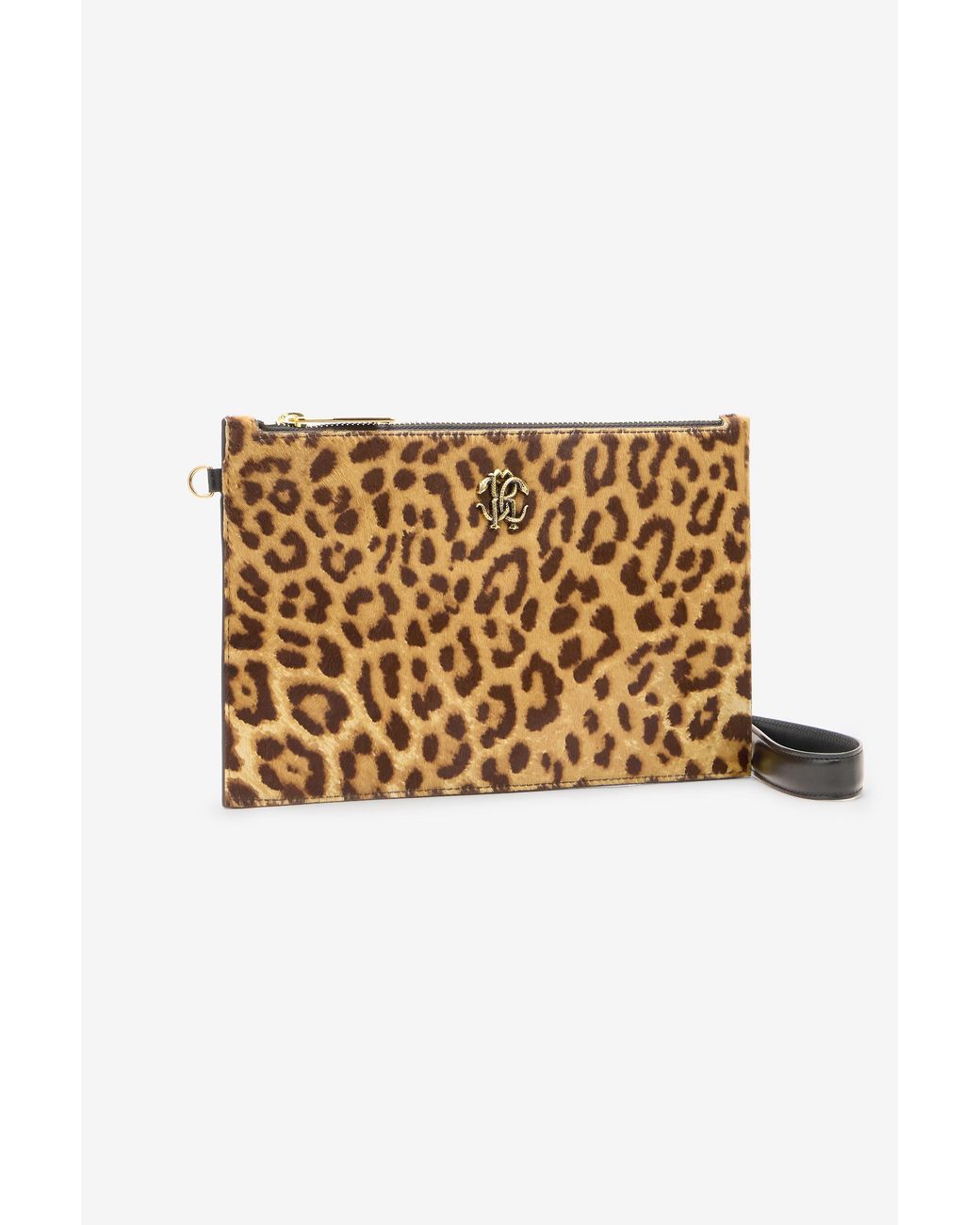 Roberto Cavalli Natural Small Jaguar-Skin Print Clutch