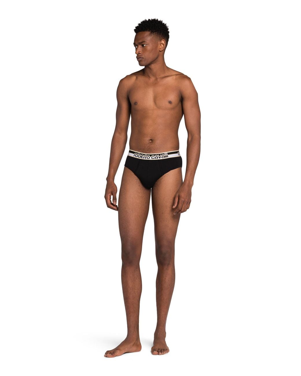 Roberto Cavalli Black Two-Pack Cotton Briefs With Logo Waistband for men