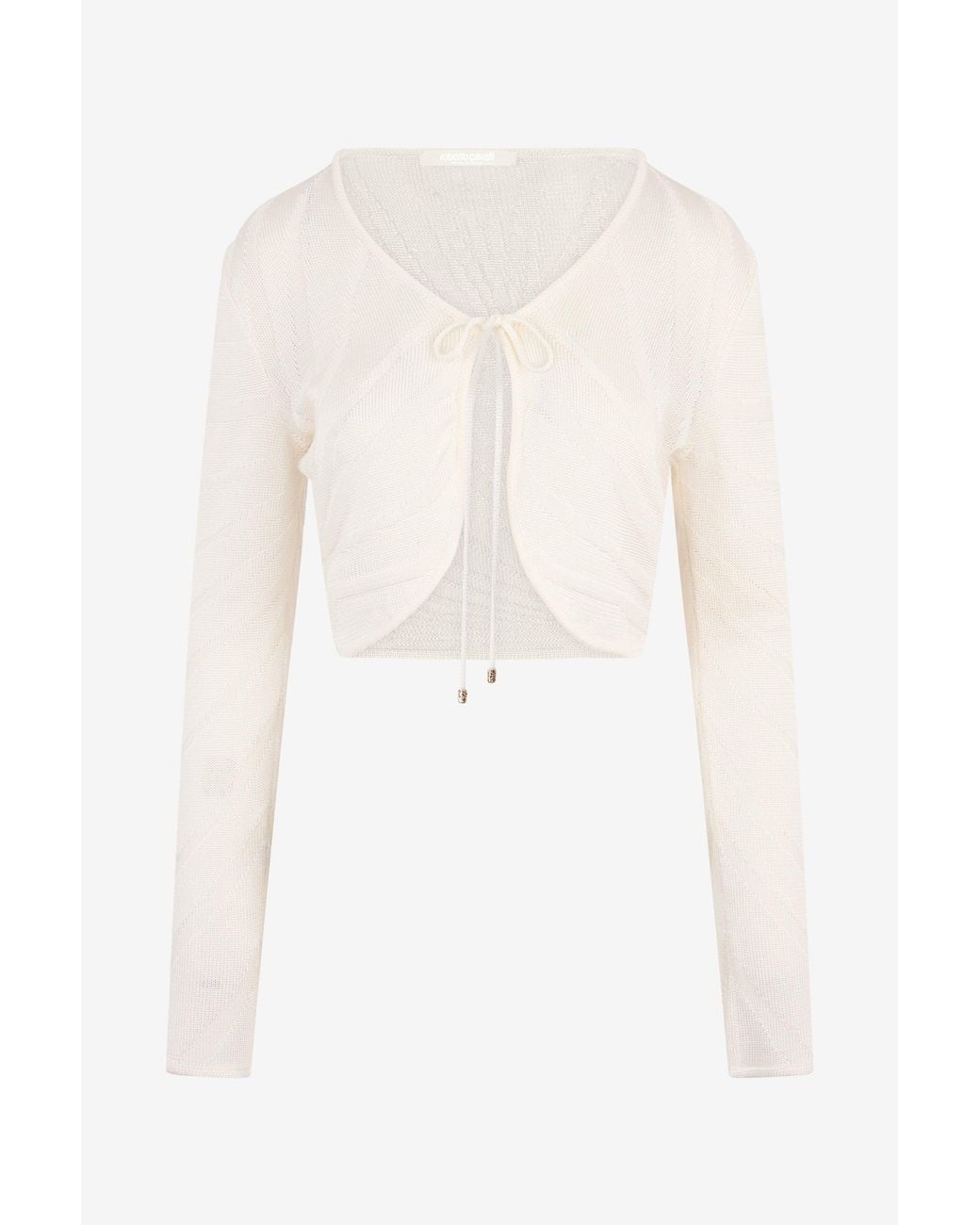 Roberto Cavalli White Knit Cardigan With Ray Motif