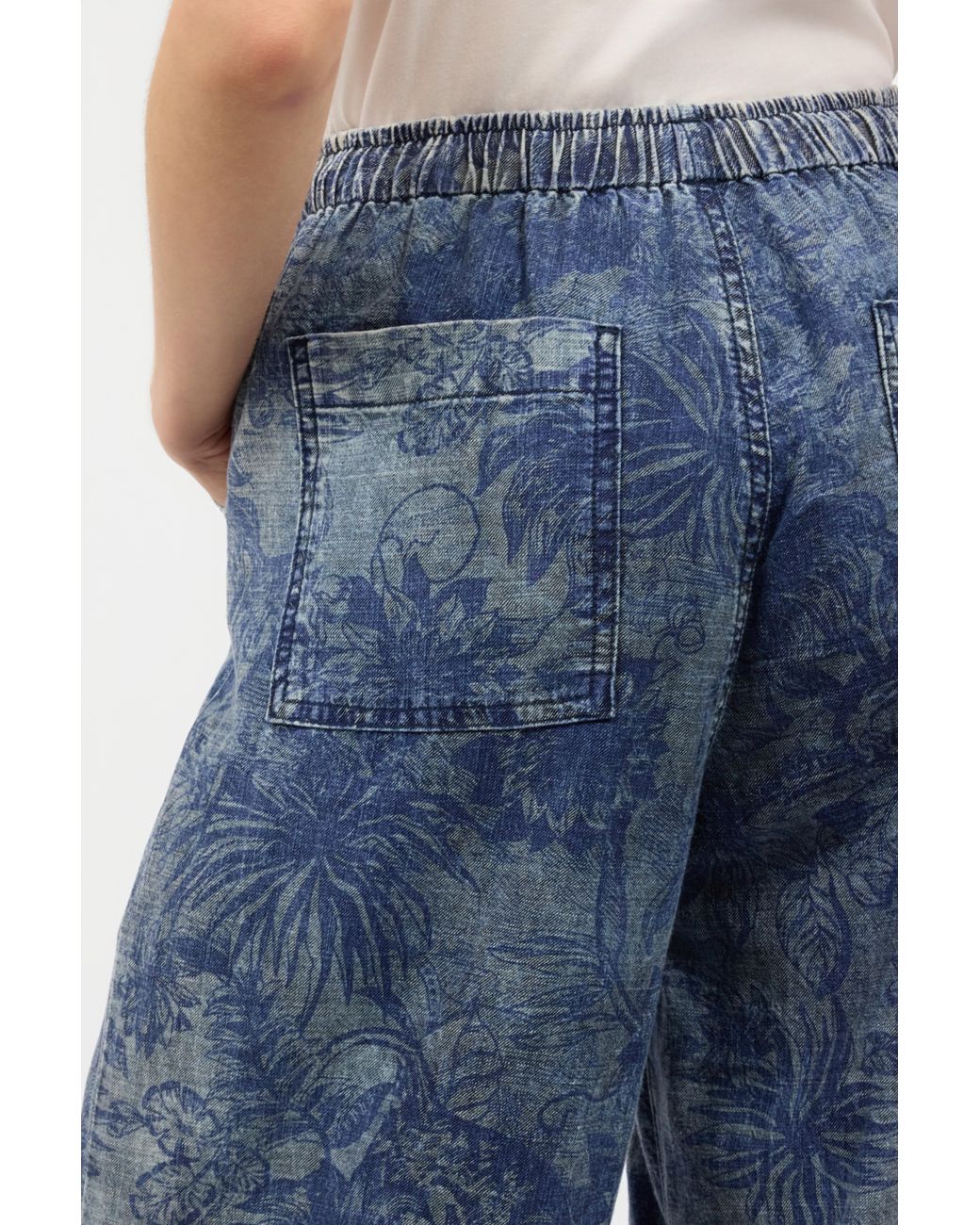 Roberto Cavalli Blue Floral-Print Sports Pants