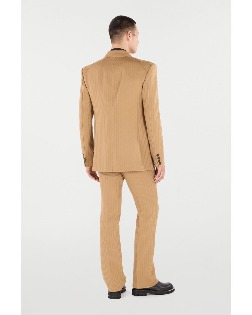 Roberto Cavalli Natural Striped Double-Breasted Jacket for men